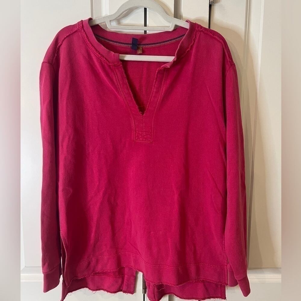 ANTHROPOLOGIE Pilcro Split Hem Tunic Pink Sweatshirt Pullover | S‌‌mall - Picture 4 of 13